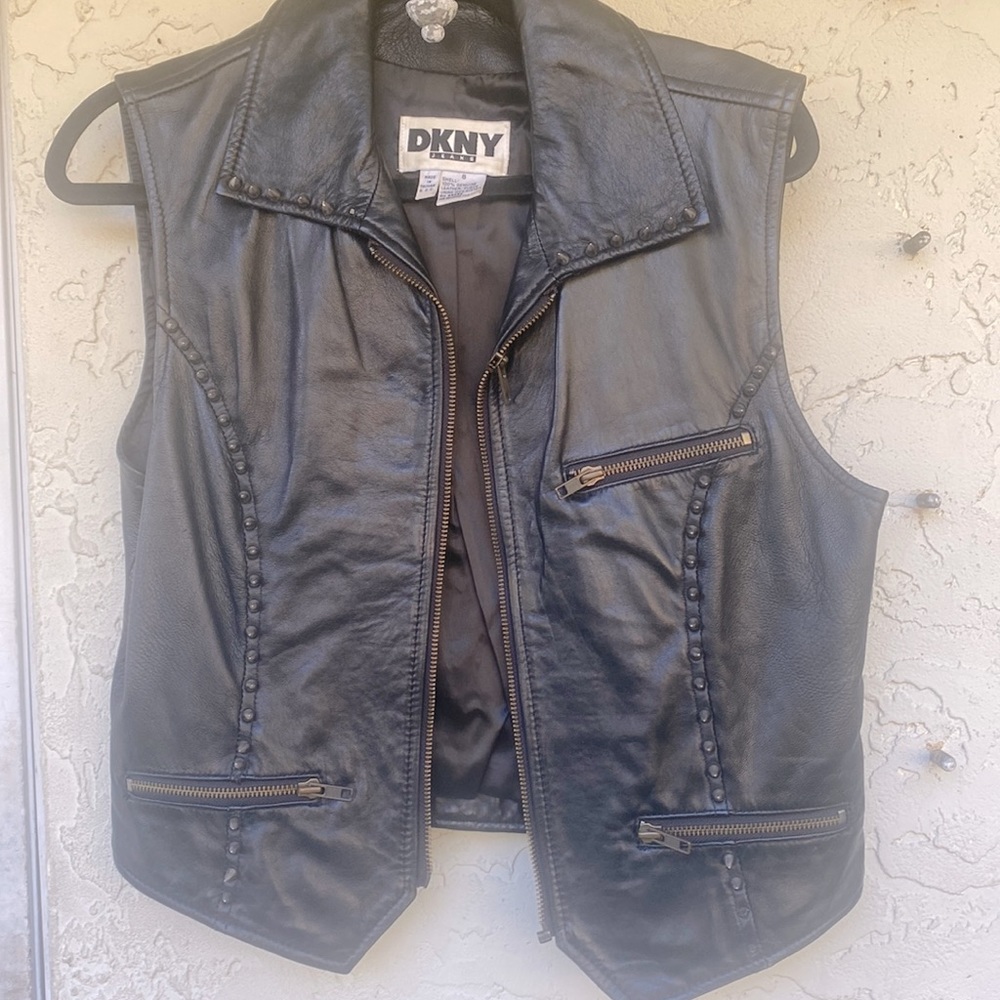 Studded Punk Vest - early DKNY mid 90s piece Sz S